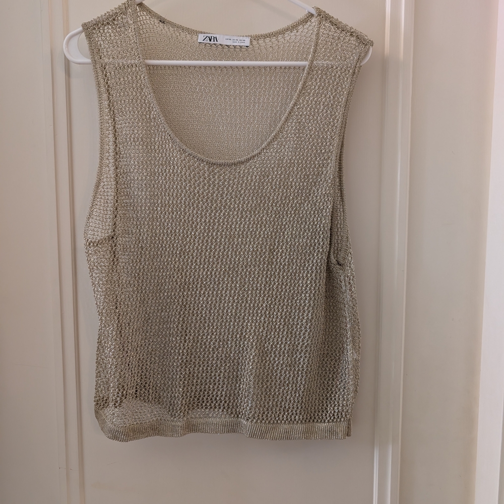 Zara Light Gold Knit Tank Top